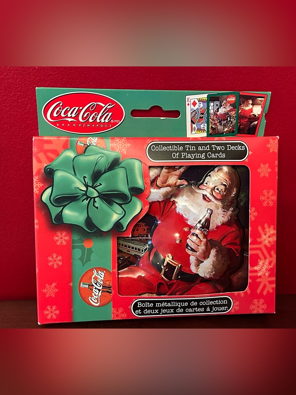 Coca-Cola Holiday Tin with 2 decks of cards new in package